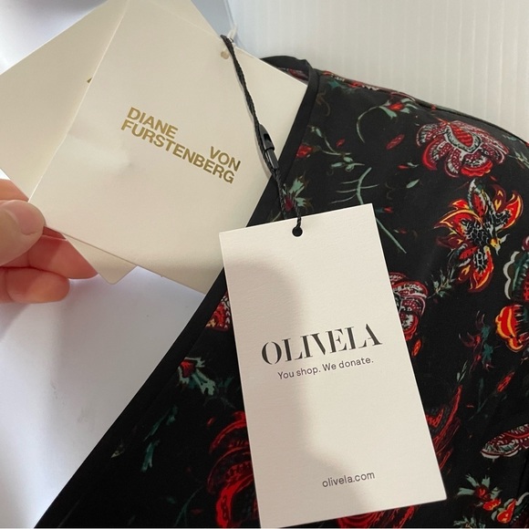 Diane Von Furstenberg Barbe Puffed Sleeves Mini Wrap Dress Punk Flower S… - Picture 8 of 16